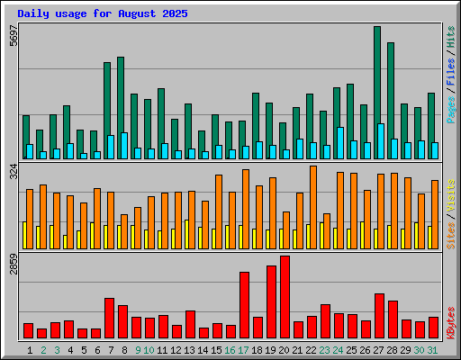 Daily usage for August 2025
